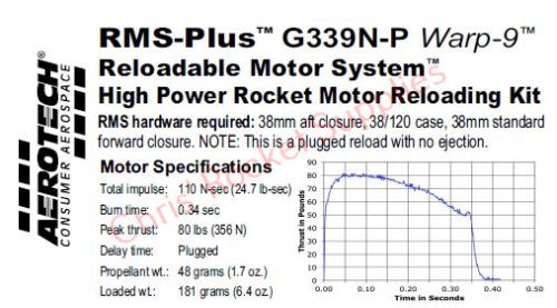 Aerotech G339N-P Warp 9 Rocket Motor