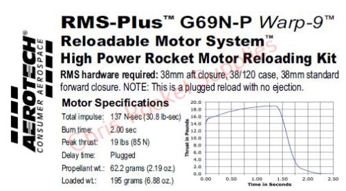 Aerotech G69N-P Warp 9 Rocket Motor