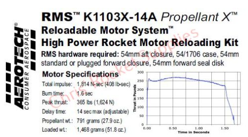 Aerotech K1103X-14A Propellant X Rocket Motor