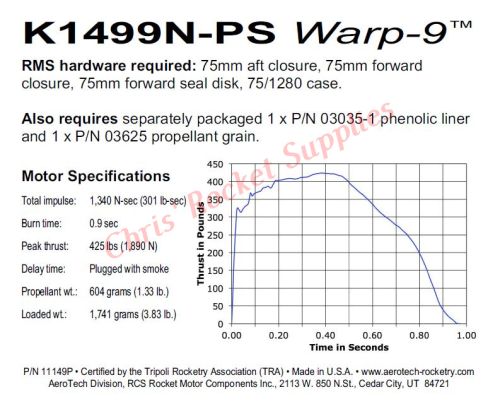 Aerotech K1499 Warp 9 Rocket Motor