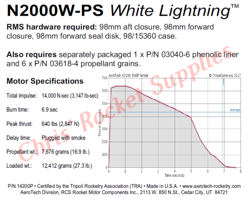 Aerotech N2000 White Lightning Rocket Motor